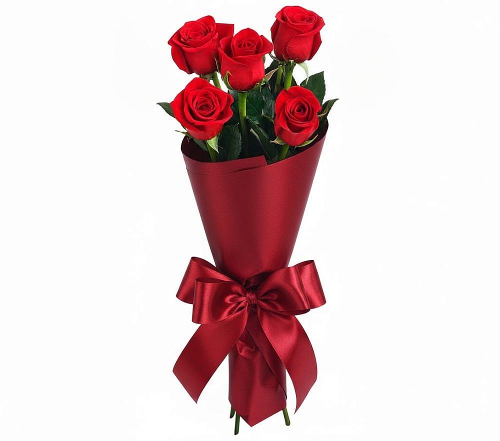 Букет 5 Красных роз Эдлесс Лав в Дмитриевском