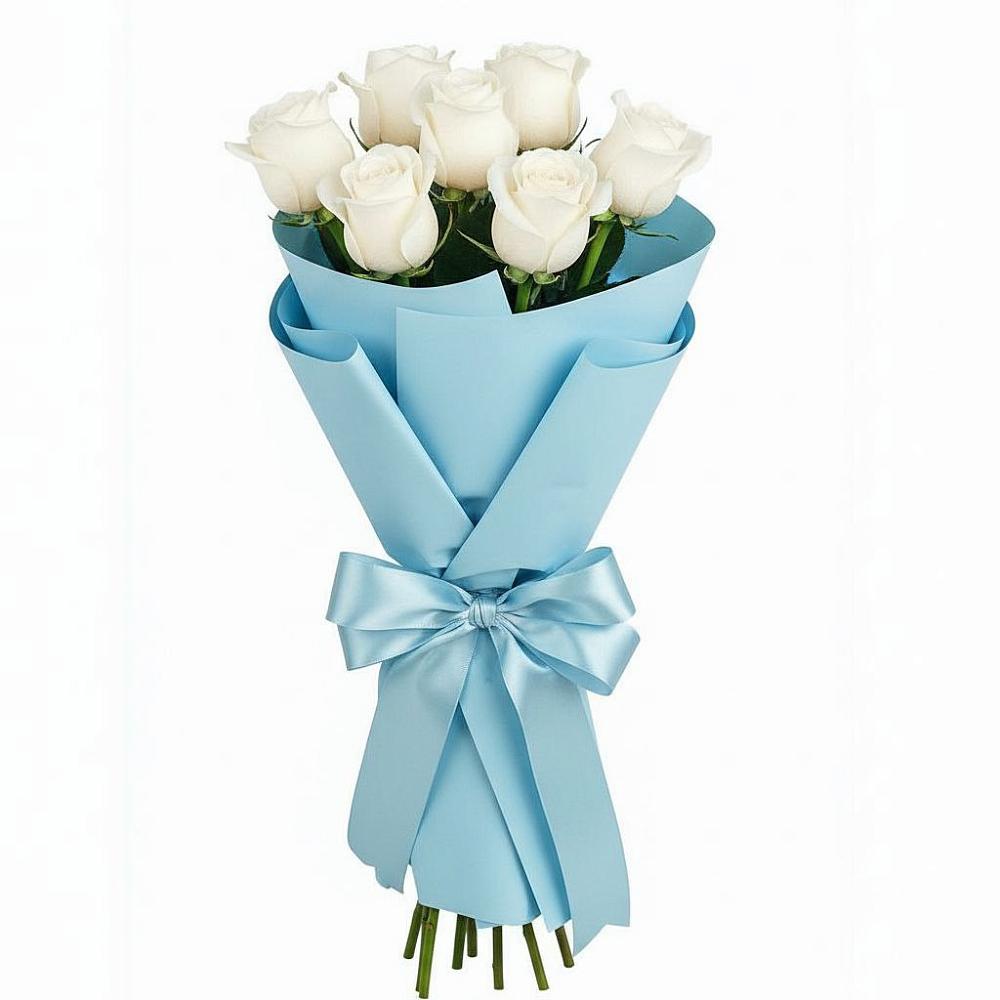 Букет 7 белых роз Проуд в Дмитриевском