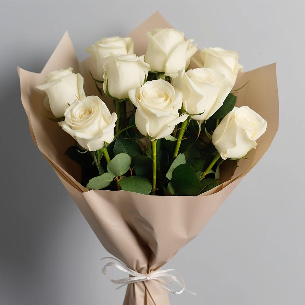 Букет 9 Белых роз Эдлесс Лав в Дмитриевском