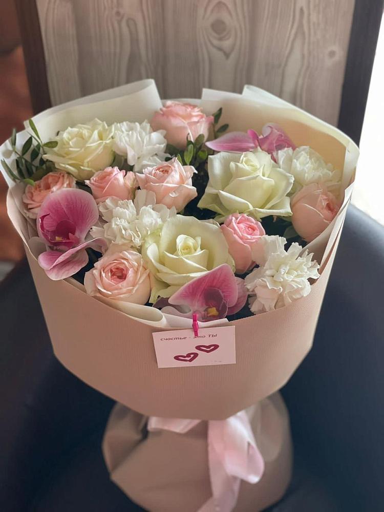 Букет цветов из: Орхидеи, Розы и Гвоздики в Дмитриевском