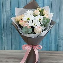 Букет цветов из:  Хризантемы и Розы #REPLACE_PRED# Дмитриевском