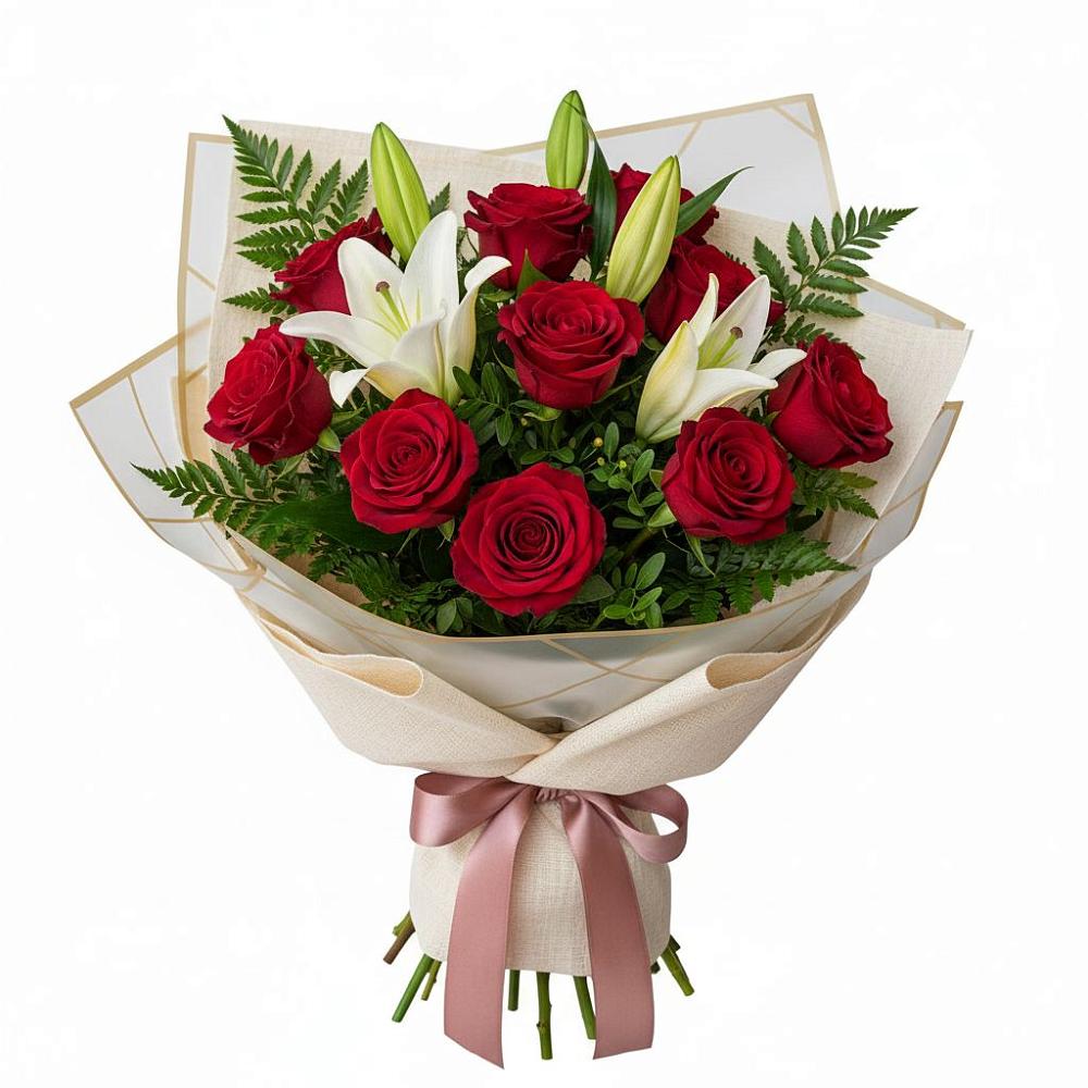 Букет цветов из: Лилии и Розы в Дмитриевском