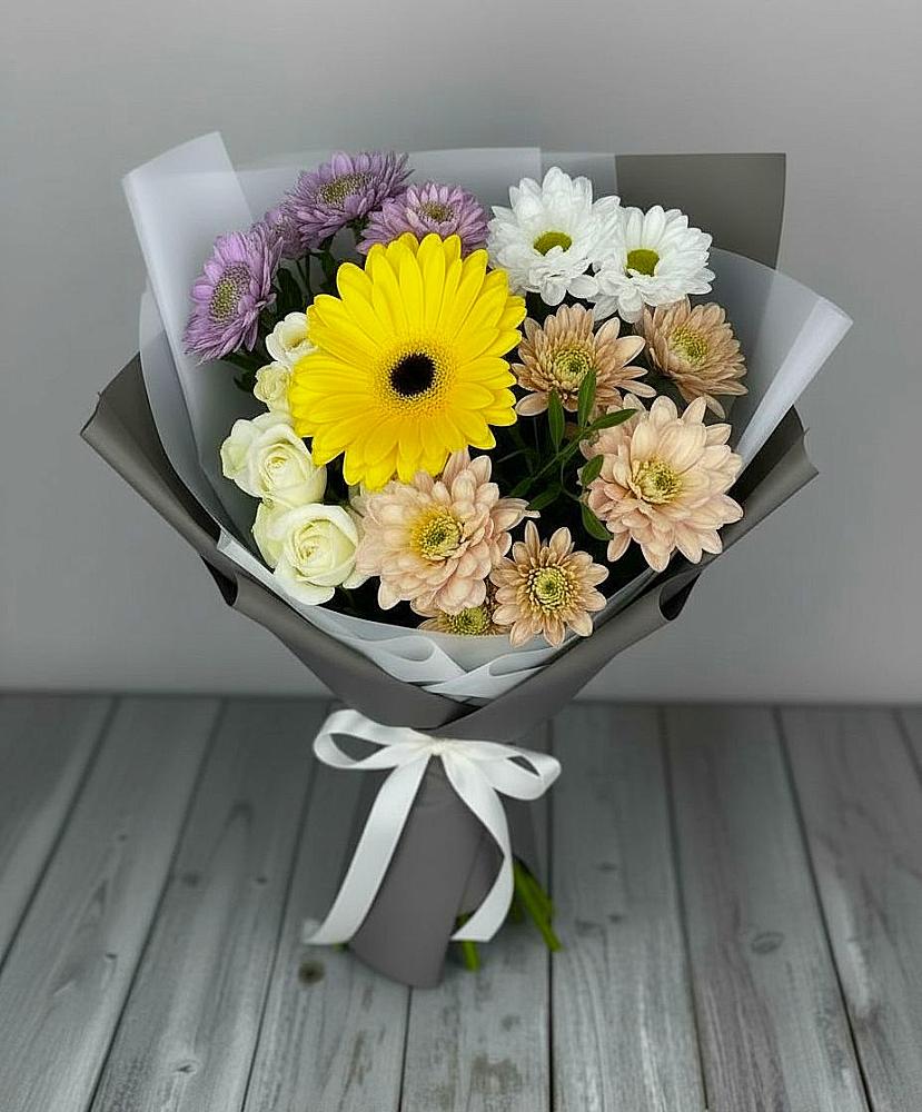 Букет цветов из: Розы, Герберы и Хризантемы в Дмитриевском