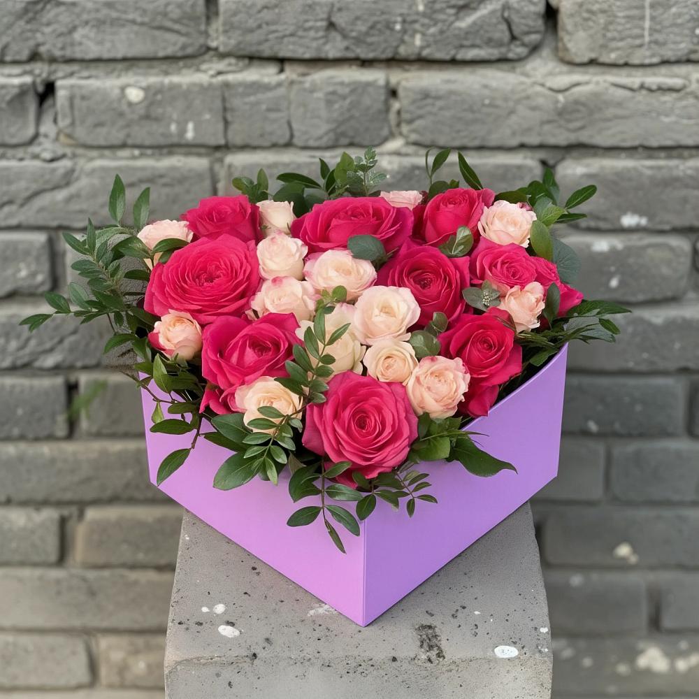 Цветочная композиция из Розы в коробке в Дмитриевском