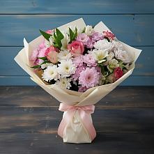 Букет цветов из:  Хризантемы, Альстромерии и Розы в Дмитриевском