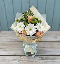 Букет цветов из:  Герберы, Розы и Хризантемы в Дмитриевском