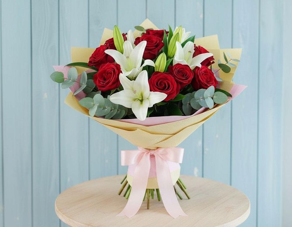 Букет цветов из: Лилии и Розы в Дмитриевском